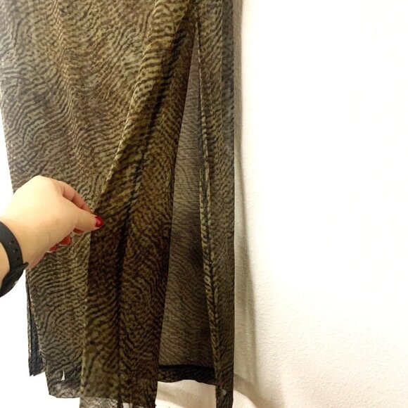 Anne Klein Sleeveless Sheer Black & Brown Maxi Dress Cover Up - Picture 4 of 8